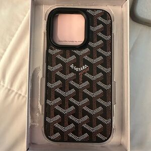 Stylish Goyard Black and Brown Phone Case Iphone 14 pro